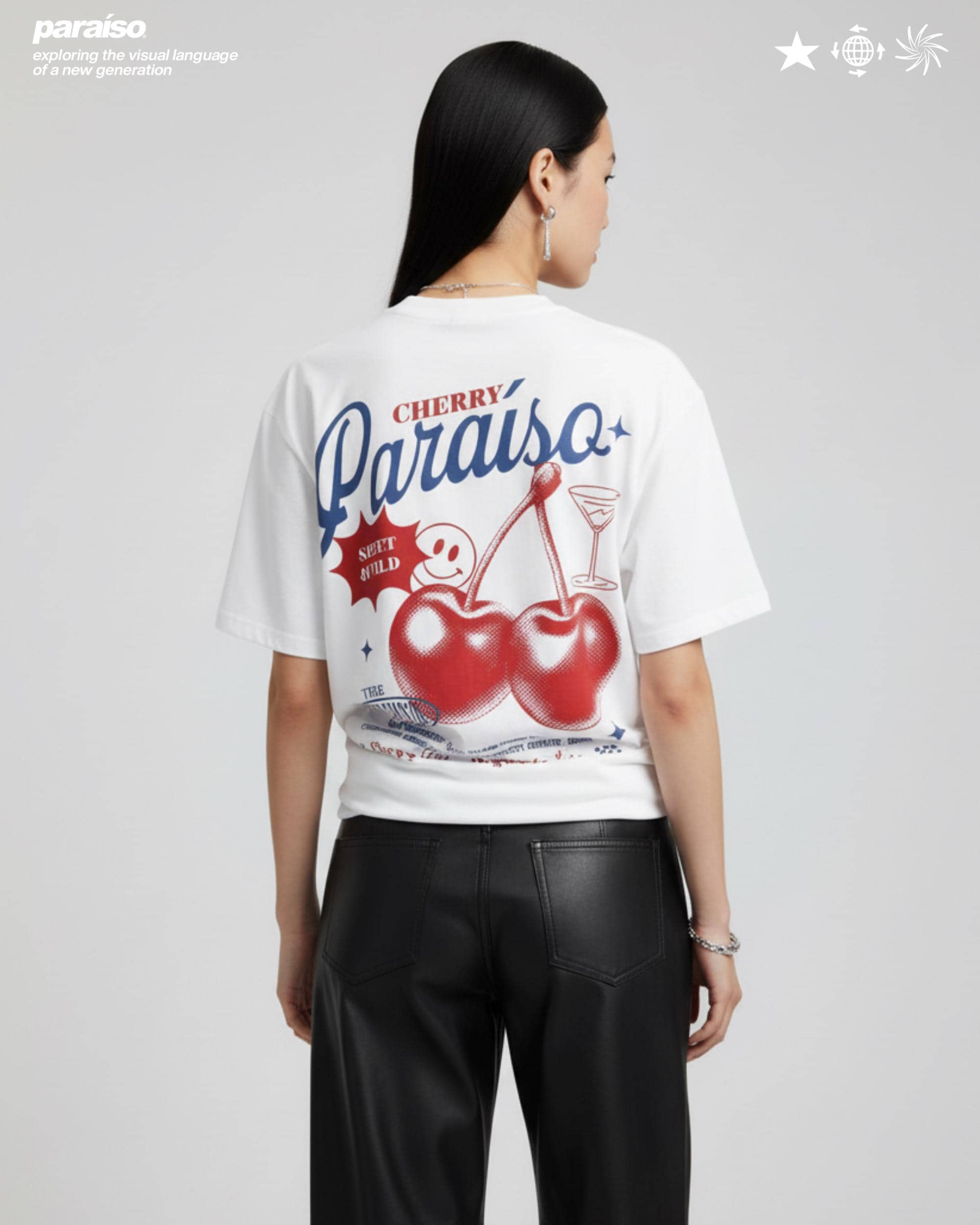 Cherry Paraíso Oversized T-Shirt – Cute Vintage Cherry Graphic Tee for Women, Aesthetic Streetwear Heavyweight Shirt, Sweet & Wild Retro Top. Night out with girls t shirt, casual and fun t shirt, drinking t shirt, graphic design lovers, fruit lovers