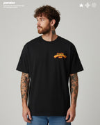 Paraíso Breakfast Club T-Shirt, Retro Graphic Streetwear Style and Oversized, Vintage Food Print Shirt, Animated Foodie Black Premium Tee, Eggs, Sausage, Coffee, Espresso, Cherrys, Brunch Style Black Heavyweight Tee