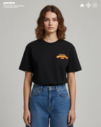 Paraíso Breakfast Club T-Shirt, Retro Graphic Streetwear Style and Oversized, Vintage Food Print Shirt, Animated Foodie Black Premium Tee, Eggs, Sausage, Coffee, Espresso, Cherrys, Brunch Style Black Heavyweight Tee