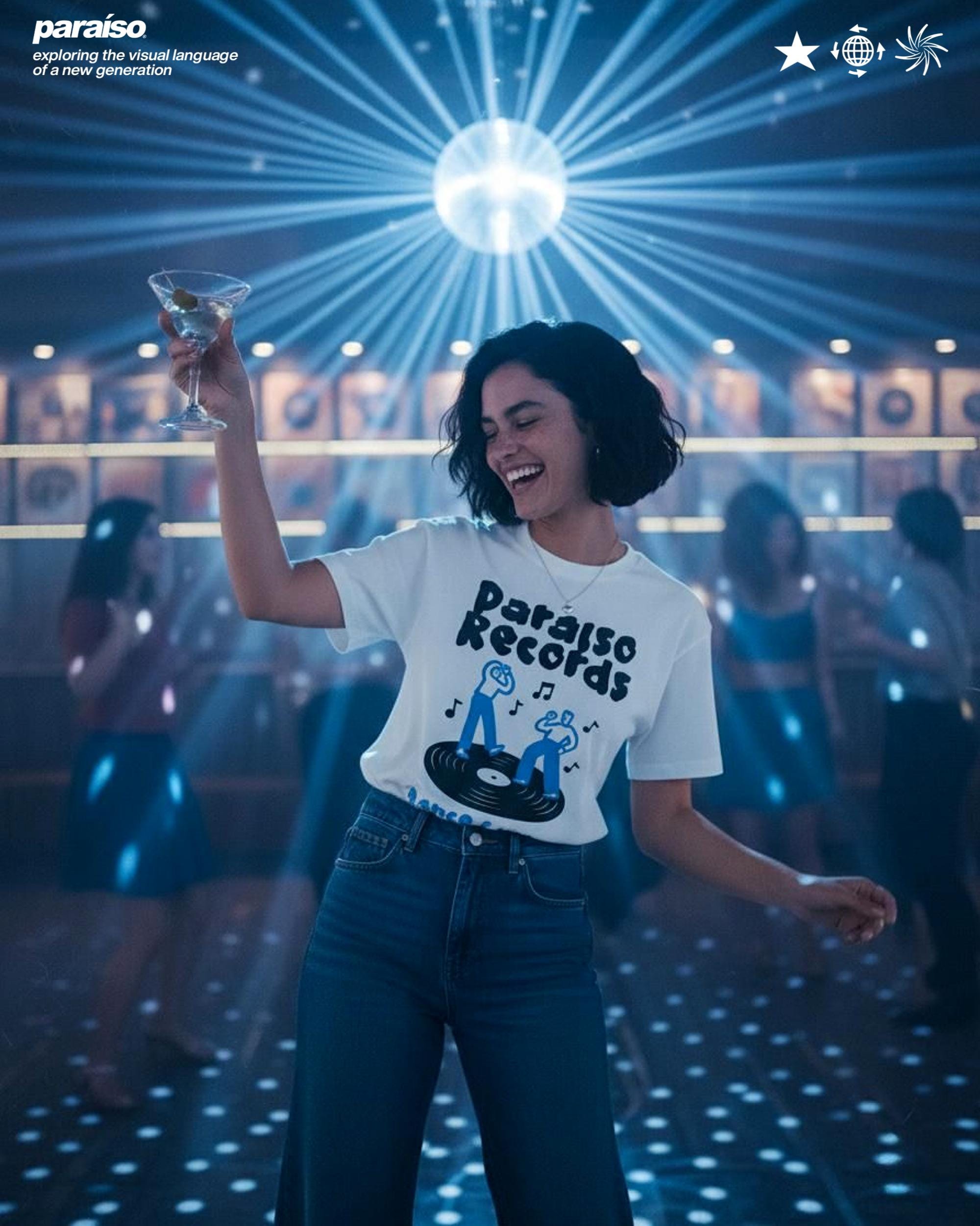 Paradise Records Graphic T-Shirt – Dance & Vibe All Night Long, Retro Disco Music Tee, Vintage Vinyl Shirt, Premium Casual Dancing Shirt