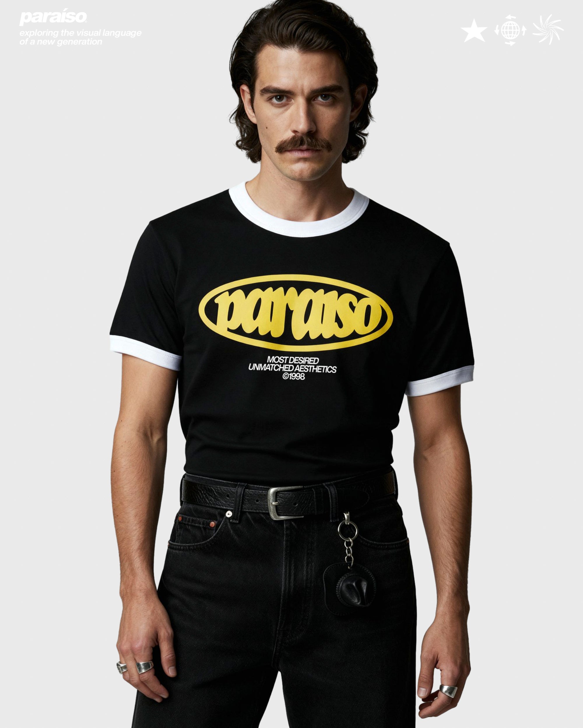 70's RINGER TEE BLACK