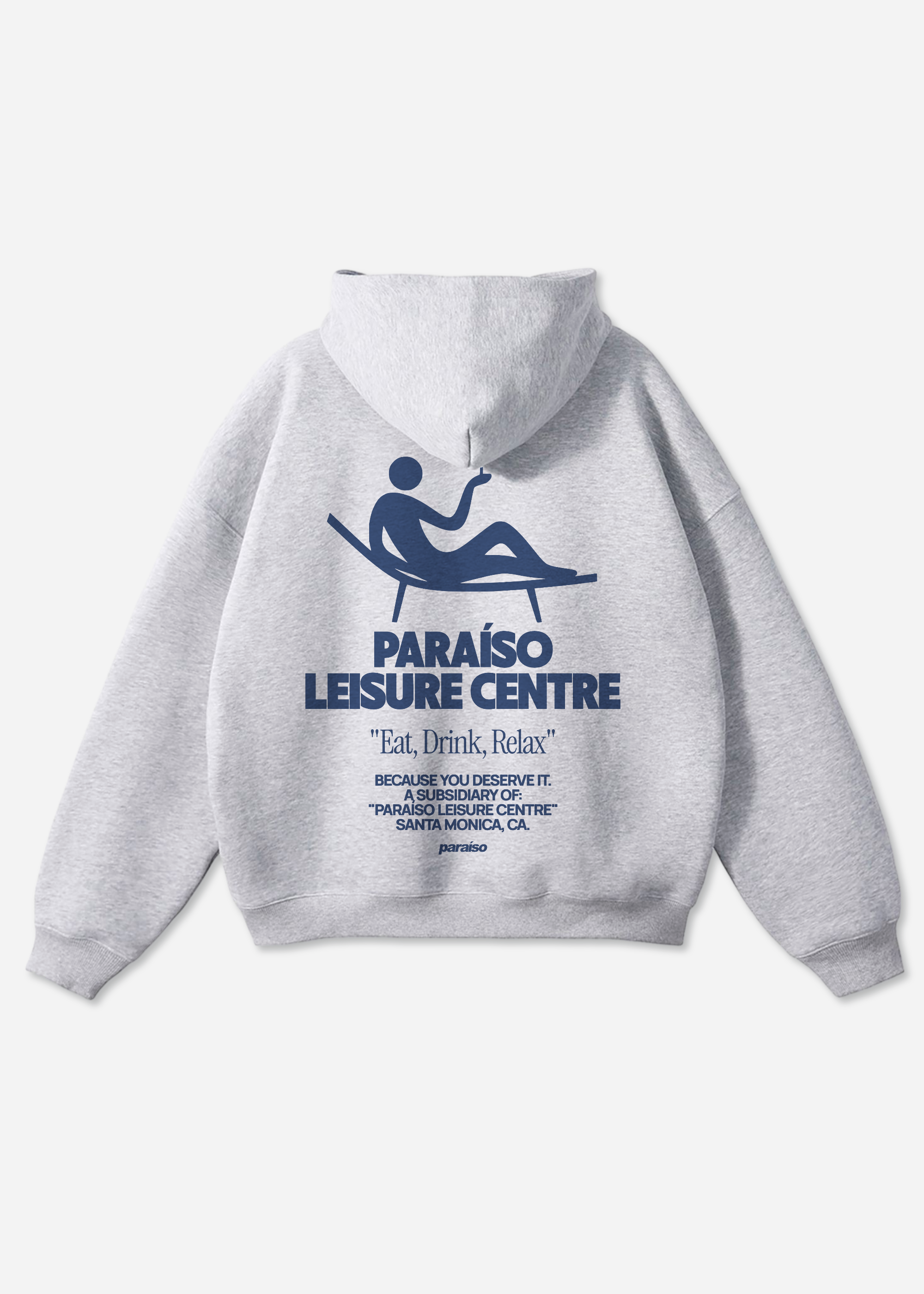 Paraíso Leisure Center Graphic Oversized Hoodie — Streetwear Athleisure Graphic Sweatshirt, Cotton Blend Sporty and Pilates Pullover