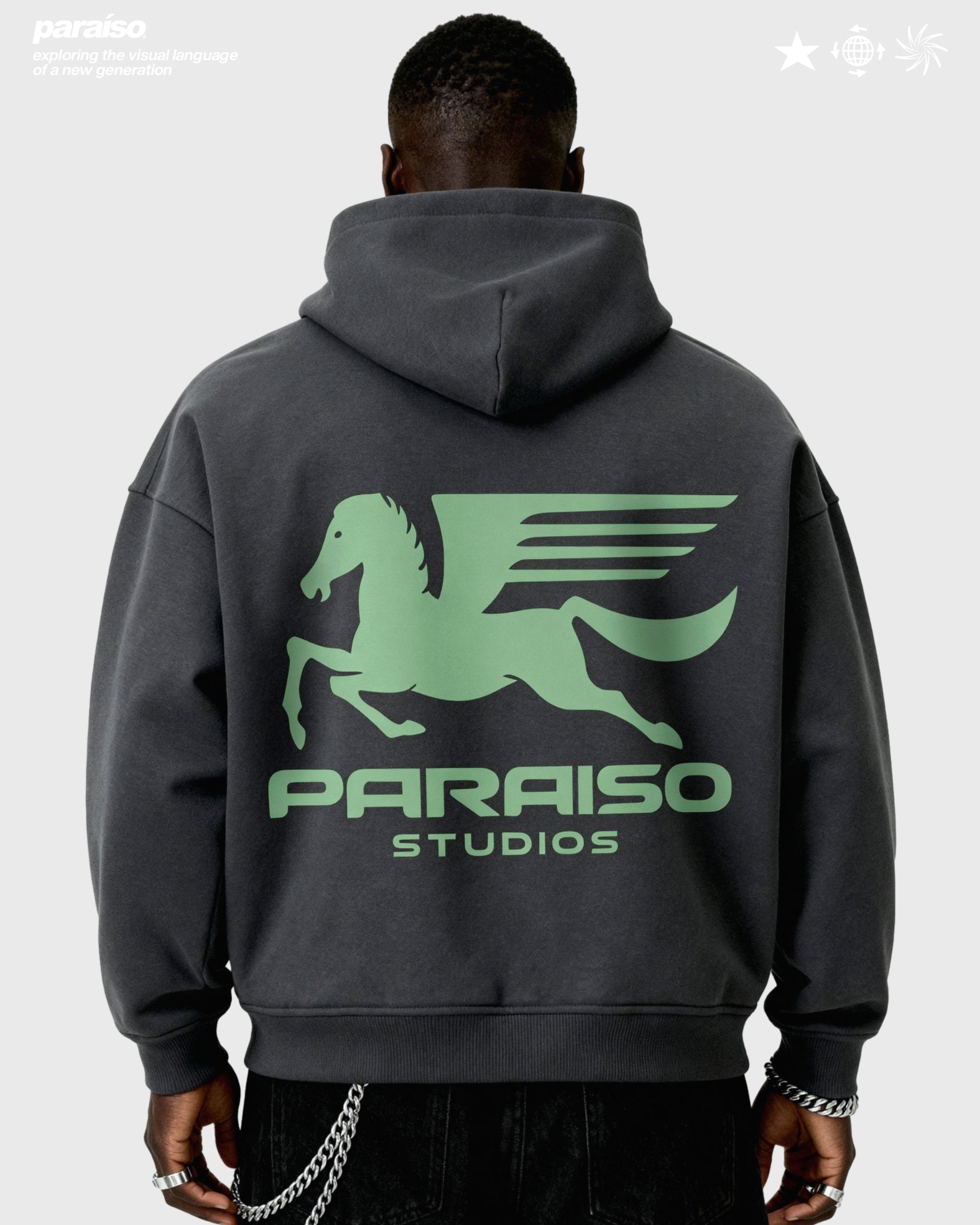 PEGASUS ZIP UP HOODIE CHARCOAL