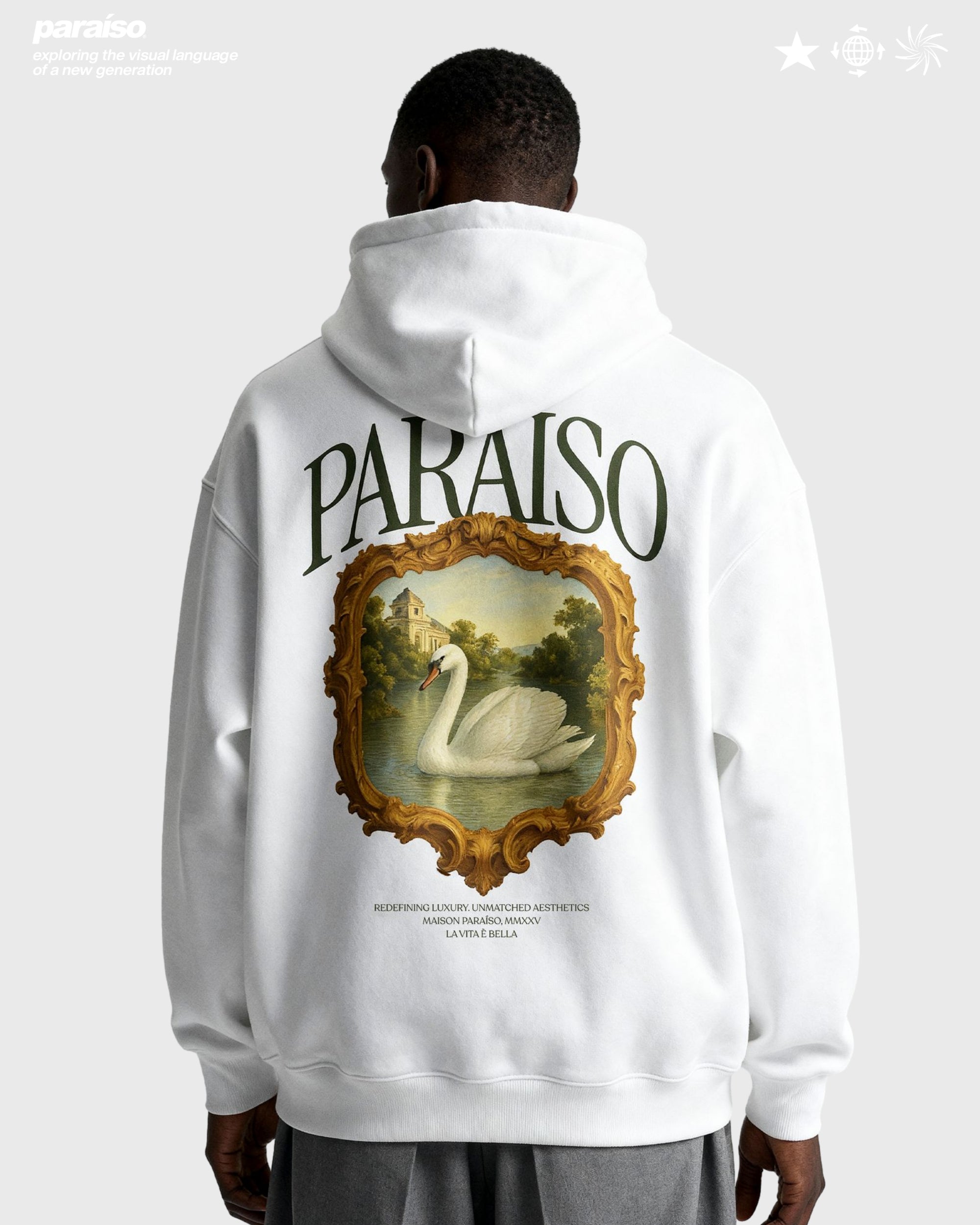 LUXURY SWAN HOODIE WHITE