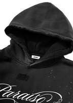 SILVER PENDANT DISTRESSED HOODIE