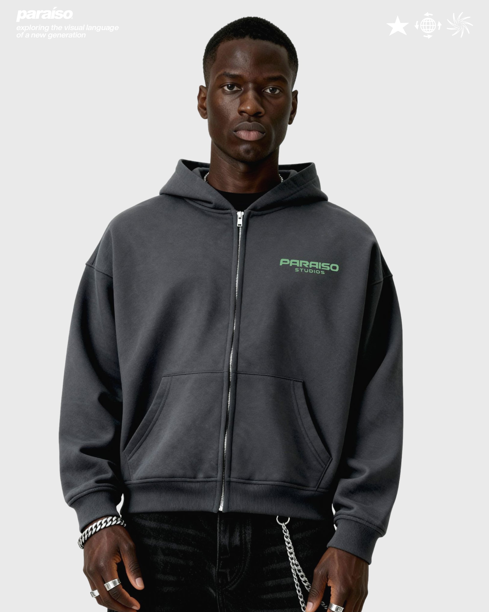 PEGASUS ZIP UP HOODIE CHARCOAL